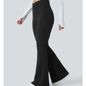 HALARA Crossover High Waisted Pocket Waffle Casual Flare Pants PETITE Large